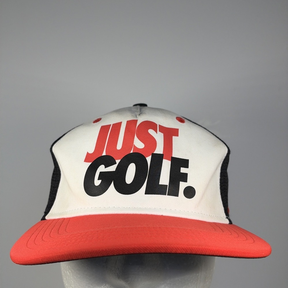 Nike Golf Just Golf Black White & Orange Mesh‎ Back Snapback Hat